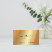 Elegant Typografisch Script Monogram Glamour Gold Visitekaartje (Staand voorkant)