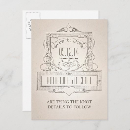 Elegant typografisch Sla de datum briefkaart (Voorkant / Achterkant)