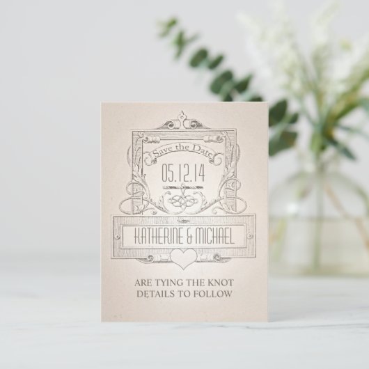 Elegant typografisch Sla de datum briefkaart (Staand voorkant)