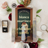 Elegant Typographic Names Full Photo Save the Date Folie Uitnodiging