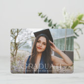 Elegant Typographic Overlay Two Photo Afstuderen Aankondiging (Staand voorkant)