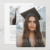 Elegant Typographic Overlay Two Photo Afstuderen Aankondiging (Voorkant / Achterkant)