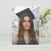 Elegant Typographic Overlay Two Photo Afstuderen Aankondiging (Staand voorkant)