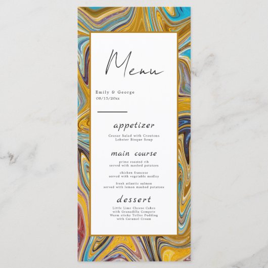 Elegant Typography Abstract Simple Artsy Wedding Menu (Voorkant)