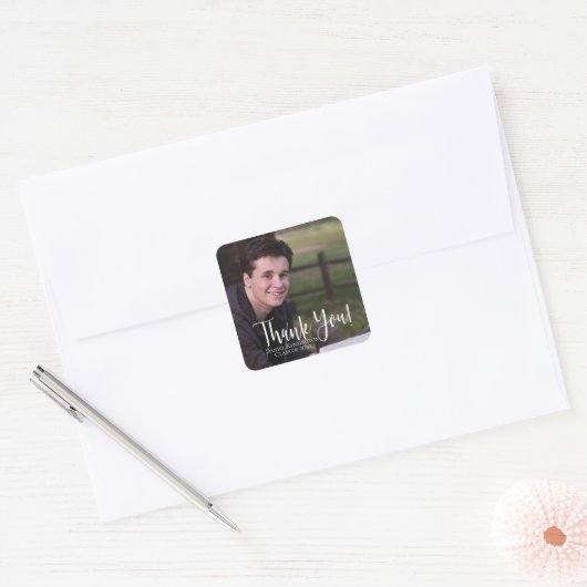 Elegant Typography Afstuderen Bedankt Vierkante Sticker (Envelop)