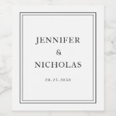 Elegant Typography Black And White Wedding Wijn Etiket (Enkel label)