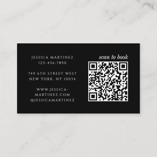 Elegant Typography Black QR Code Photo Makeup Visitekaartje (Achterkant)