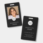 Elegant Typography Black White Photo Makeup Badge (Voor- en achterkant)