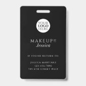 Elegant Typography Black White Photo Makeup Badge (Achterkant)