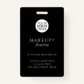 Elegant Typography Black White Photo Makeup Badge (Achterkant)