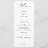 Elegant Typography Black & White Wedding Dinner Menu (Voorkant)