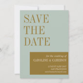 Elegant Typography Blue Gold Photo Wedding Save The Date (Voorkant)