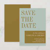 Elegant Typography Blue Olive Gold Wedding Save The Date (Voorkant / Achterkant)