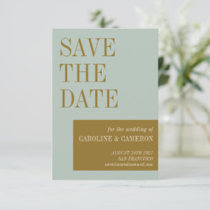 Elegant Typography Blue Olive Gold Wedding Save The Date