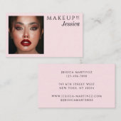 Elegant Typography Blush Pink Photo Makeup Visitekaartje (Voorkant / Achterkant)