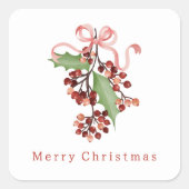 Elegant Typography Botanical Greenery Christmas Vierkante Sticker (Voorkant)
