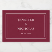 Elegant Typography Burgundy Wedding Sparkling Wijnetiket (Enkel label)