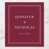 Elegant Typography Burgundy Wedding Wijn Etiket (Enkel label)