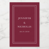Elegant Typography Burgundy Wedding Wijn Etiket (Enkel label)
