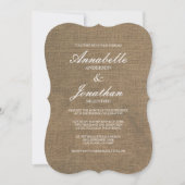 Elegant Typography Burlap Wedding Invitation Kaart (Voorkant)