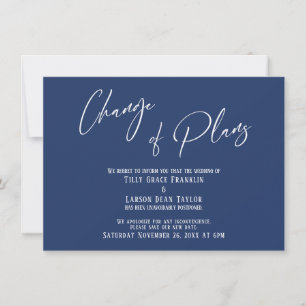 Elegant Typography Change of Plans Navy Kaart