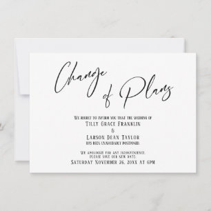 Elegant Typography Change of Plans Wedding Delay I Kaart
