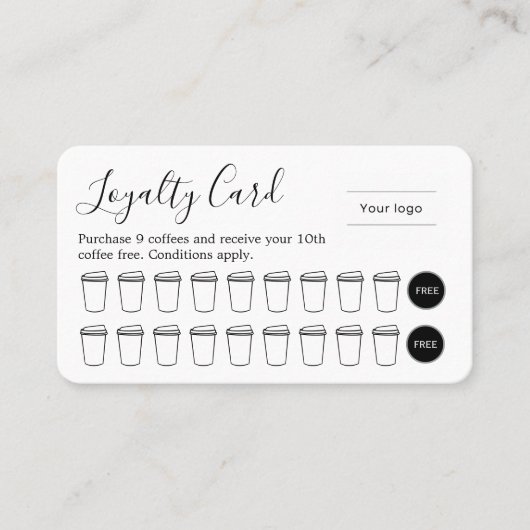 Elegant Typography Coffee Loyalty Card (Voorkant)