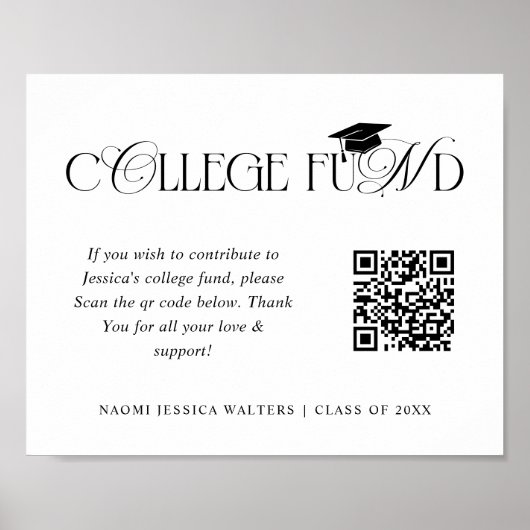 Elegant Typography Collage Fund QR CODE Graduation Poster (Voorkant)