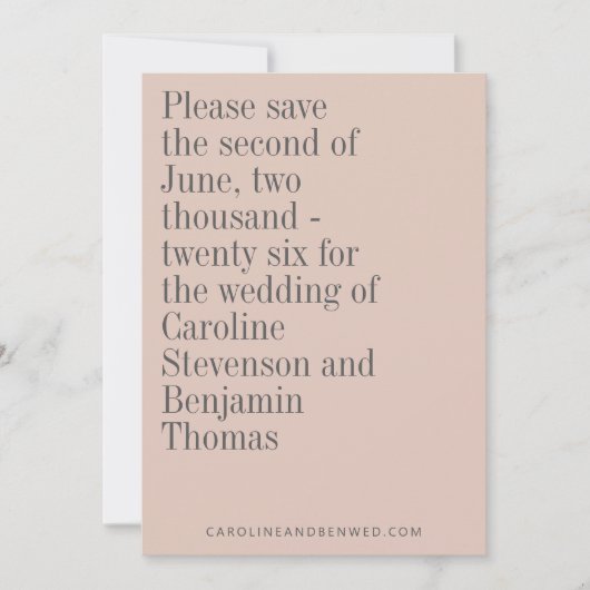 Elegant Typography Dusty Blush Modern Wedding Save The Date (Voorkant)