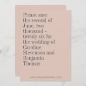 Elegant Typography Dusty Blush Modern Wedding Save The Date (Voorkant / Achterkant)
