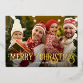 Elegant Typography Family Christmas Photo Folie Feestdagenkaart (Voorkant)