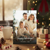 Elegant Typography Family Holiday Photo Card Feestdagenkaart