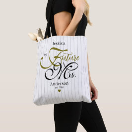 Elegant Typography Future Mrs Modern Stripes Tote Bag