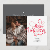 Elegant Typography Happy Valentine's Day 1 Photo Feestdagenkaart (Voorkant / Achterkant)