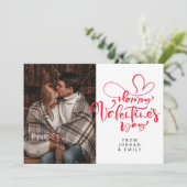 Elegant Typography Happy Valentine's Day 1 Photo Feestdagenkaart (Staand voorkant)