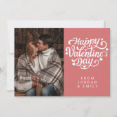 Elegant Typography Happy Valentine's Day 1 Photo Feestdagenkaart (Voorkant)