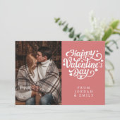 Elegant Typography Happy Valentine's Day 1 Photo Feestdagenkaart (Staand voorkant)