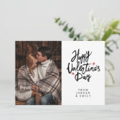 Elegant Typography Happy Valentine's Day 1 Photo Feestdagenkaart (Staand voorkant)