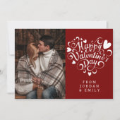 Elegant Typography Happy Valentine's Day 1 Photo Feestdagenkaart (Voorkant)
