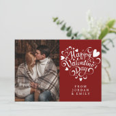 Elegant Typography Happy Valentine's Day 1 Photo Feestdagenkaart (Staand voorkant)