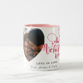 Elegant Typography Happy Valentines Day 1 Photo Tweekleurige Koffiemok (Center)