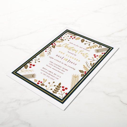 Elegant Typography kerstparty Folie Invitation Folie Uitnodiging (Gedraaid)
