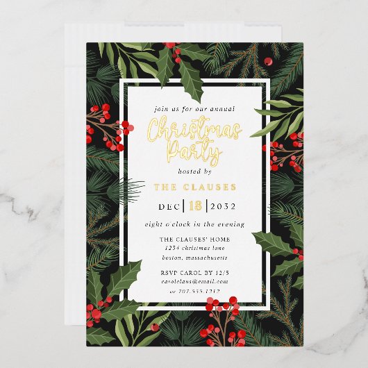 Elegant Typography kerstparty Folie Invitation Folie Uitnodiging (Envelop)