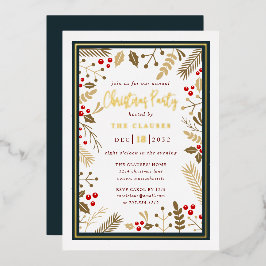 Elegant Typography kerstparty Folie Invitation Uitnodiging