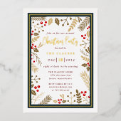 Elegant Typography kerstparty Folie Invitation Uitnodiging (Voorkant)