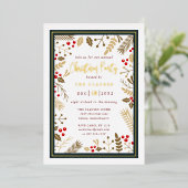 Elegant Typography kerstparty Folie Invitation Uitnodiging (Staand Voorkant)
