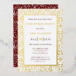 Elegant Typography kerstparty Folie Invitation Uitnodiging