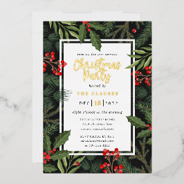 Elegant Typography kerstparty Folie Invitation Uitnodiging