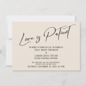 Elegant Typography Love is Patient Cream Kaart (Voorkant)