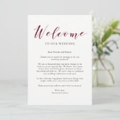 Elegant Typography Marsala Wedding Welcome Letter Kaart (Staand voorkant)